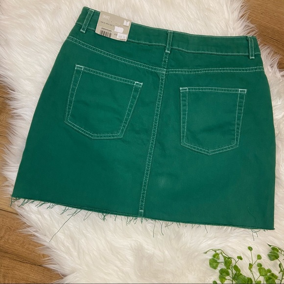 TOPSHOP Moto Green Jean Mini Skirt - Picture 3 of 11